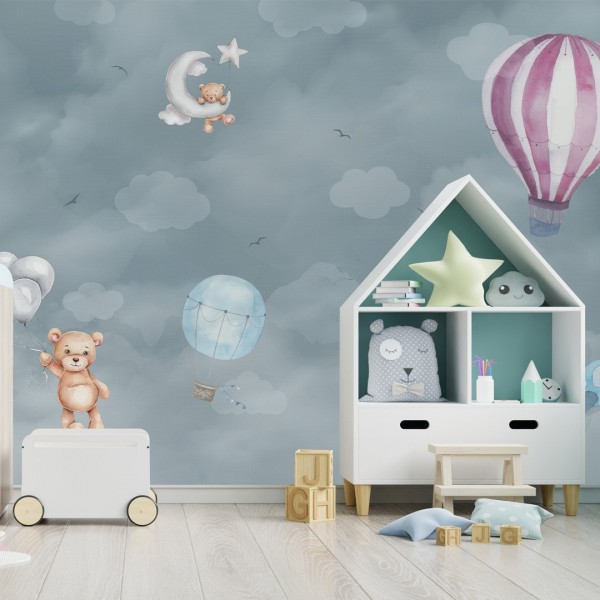 Personalized wallpaper for kids "Between the clouds" (self-adhesive)