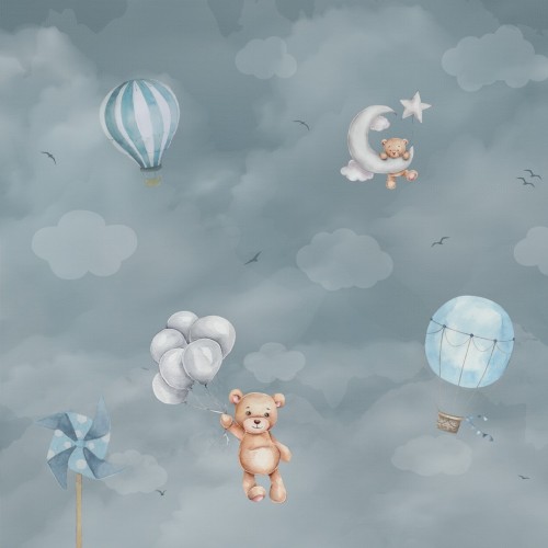 Personalized wallpaper for kids "Between the clouds" (self-adhesive)