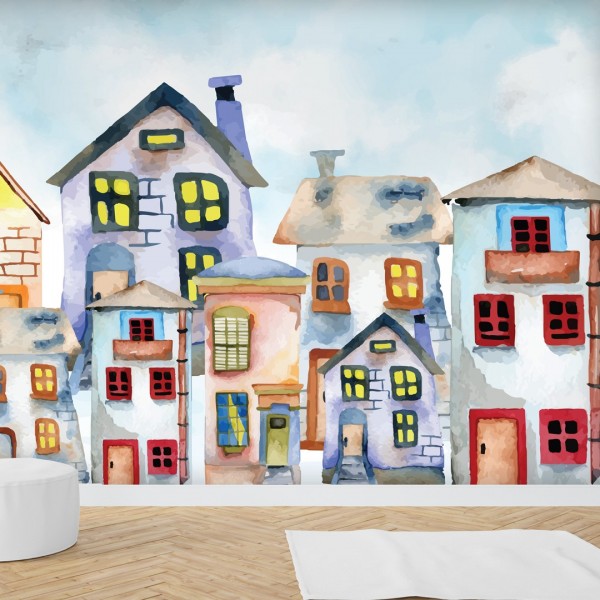 Personalized wallpaper for kids "Houses 2" (self-adhesive)