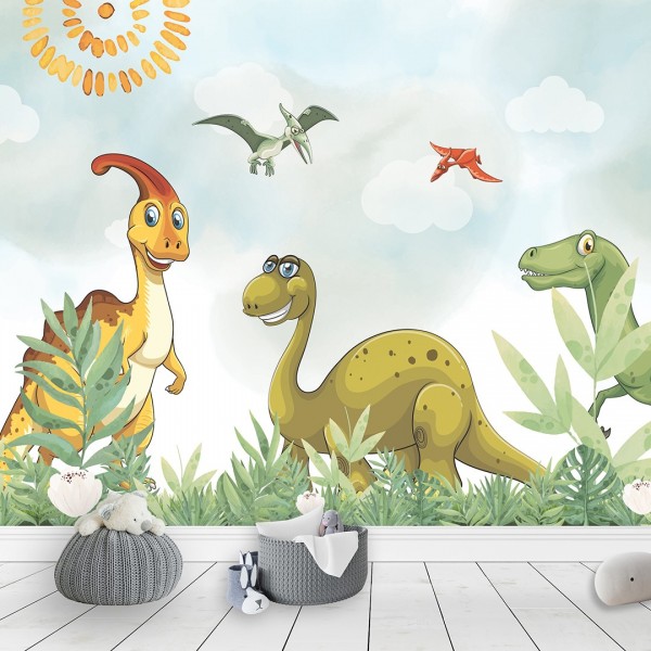 Personalized wallpaper for kids "Dinosaurs" (self-adhesive)