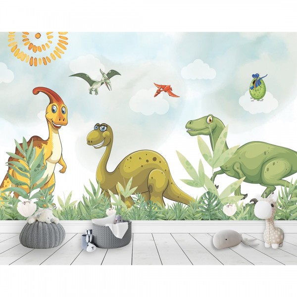 Personalized wallpaper for kids "Dinosaurs" (self-adhesive)