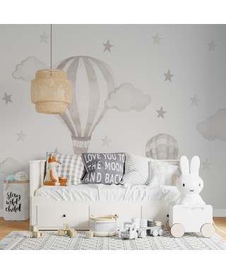 Personalized wallpaper for kids "Beige balloons"