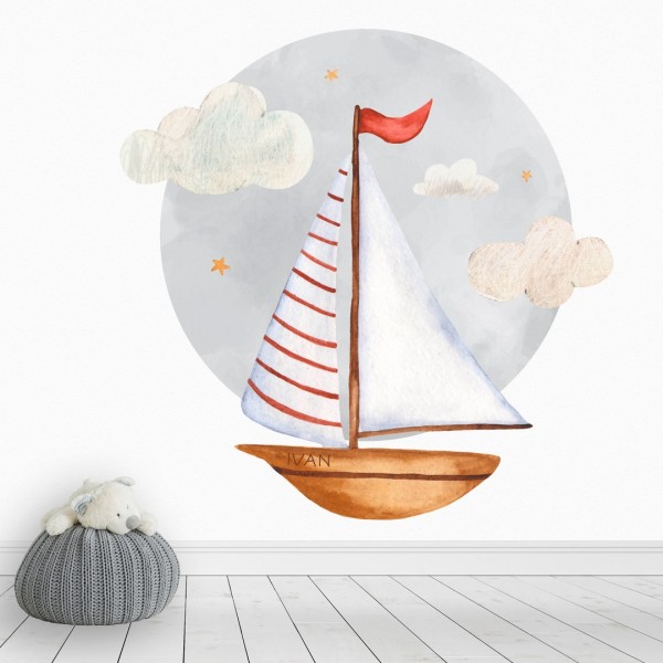 Personalized wallpaper for kids "Boat"