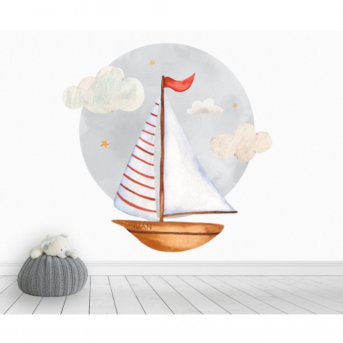 Personalized wallpaper for kids "Boat"