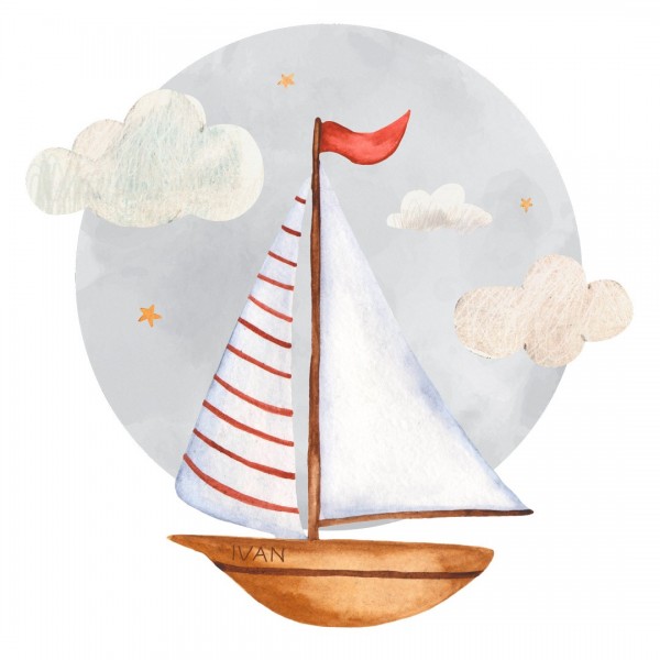 Personalized wallpaper for kids "Boat"