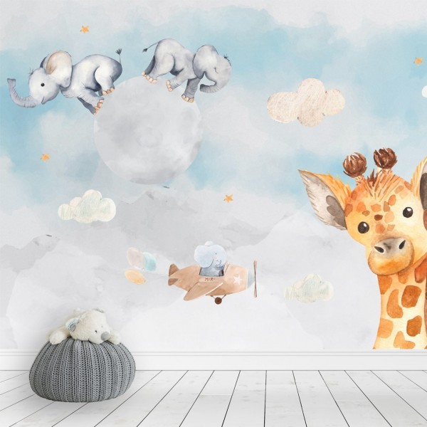 Personalized wallpaper for kids "Elephant's world" (self-adhesive)