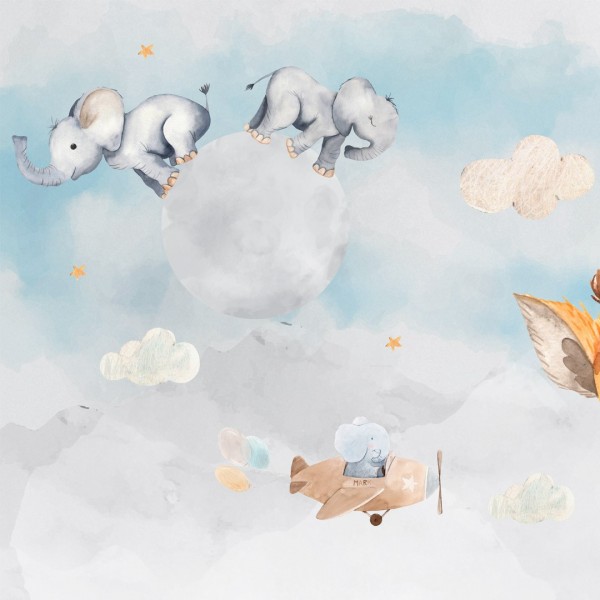 Personalized wallpaper for kids "Elephant's world" (self-adhesive)