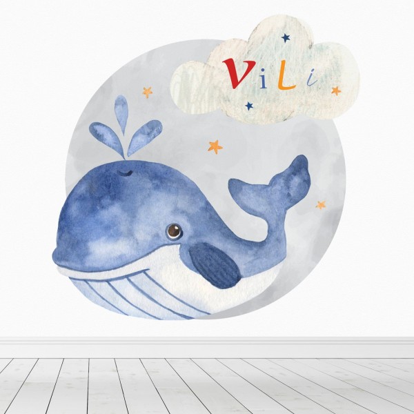 Personalized wallpaper for kids "Whale"