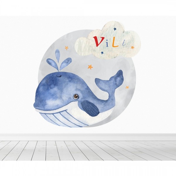 Personalized wallpaper for kids "Whale"