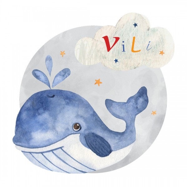 Personalized wallpaper for kids "Whale"