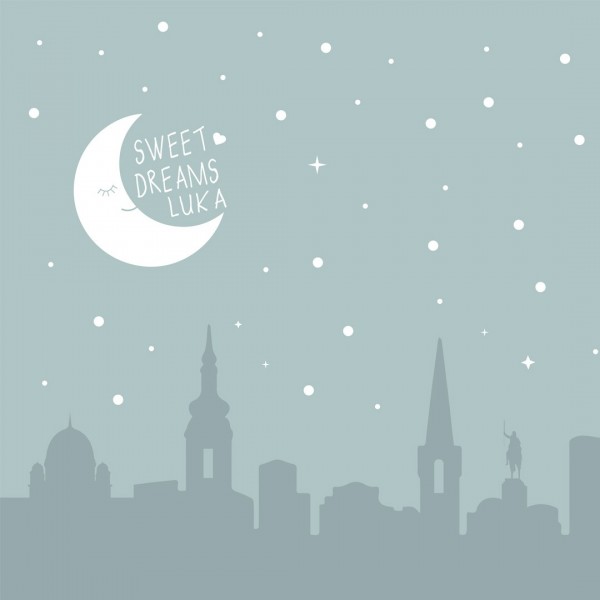 Personalized wallpaper for kids "Good night Zagreb" (self-adhesive)