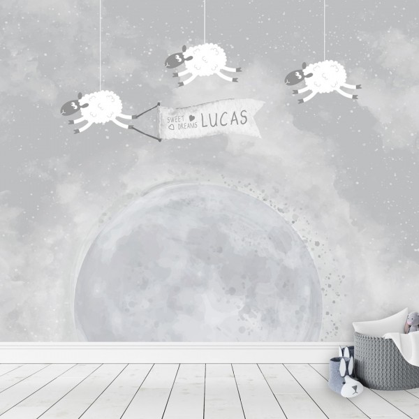 Personalized wallpaper for kids "Moon" (self-adhesive)