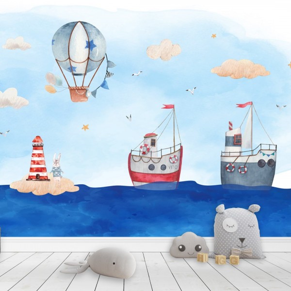 Personalized wallpaper for kids "Open sea" (self-adhesive)