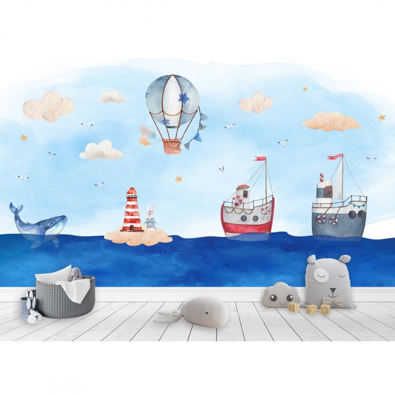 Personalized wallpaper for kids "Open sea" (self-adhesive)