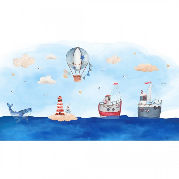 Personalized wallpaper for kids "Open sea" (self-adhesive)