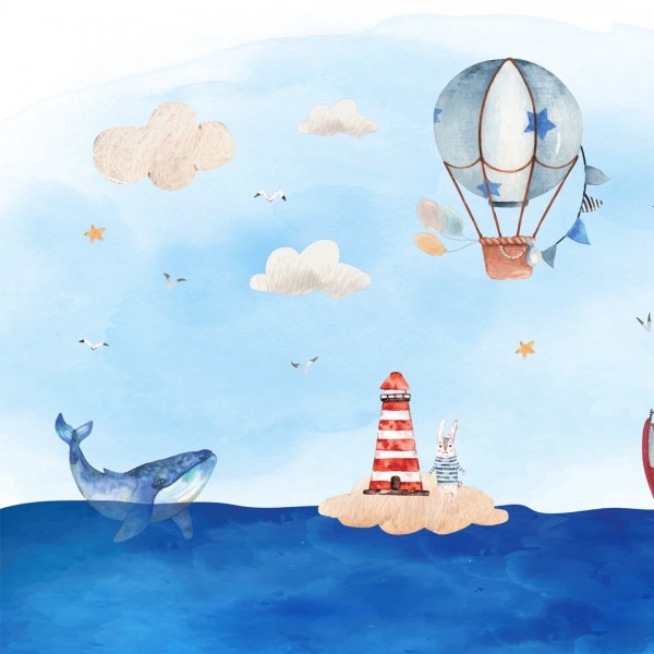 Personalized wallpaper for kids "Open sea" (self-adhesive)