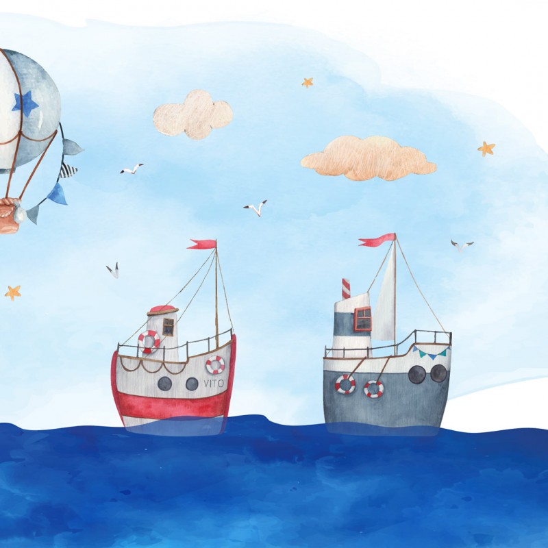 Personalized wallpaper for kids "Open sea" (self-adhesive)