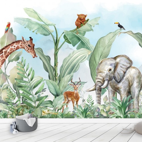 Personalized wallpaper for kids "Jungle" (self-adhesive)