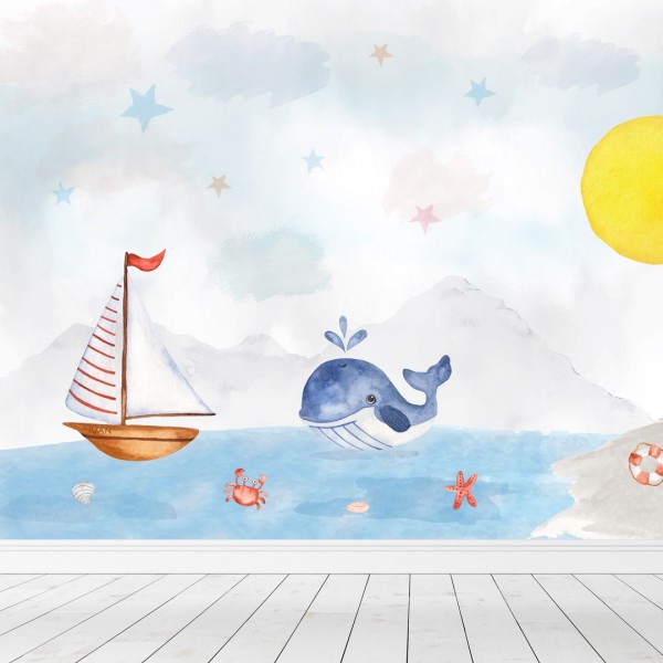 Personalized wallpaper for kids "Sea" (self-adhesive)