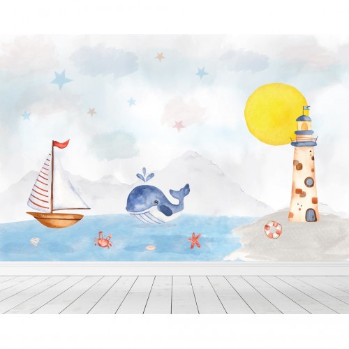 Personalized wallpaper for kids "Sea" (self-adhesive)