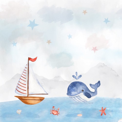 Personalized wallpaper for kids "Sea" (self-adhesive)