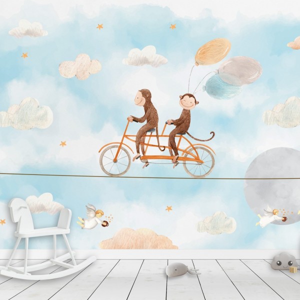 Personalized wallpaper for kids "Somewhere in the clouds" (self-adhesive)