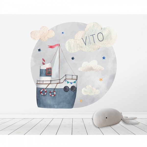 Personalized wallpaper for kids "Ship"