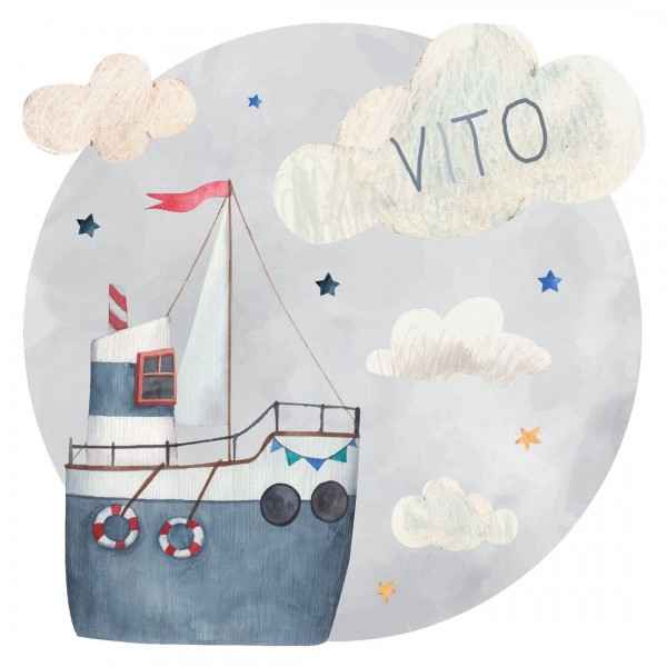 Personalized wallpaper for kids "Ship"